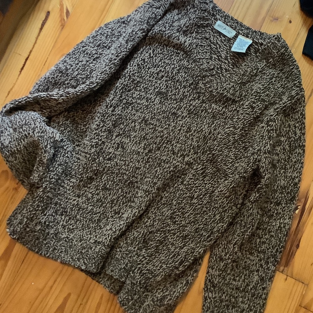 White Stag Men's Marled V-Neck Sweater in Brown and Gray